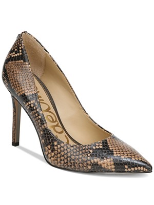 

SAM EDELMAN Женские коричневые кожаные туфли-лодочки без шнуровки из змеиной кожи с ореховым носком на шпильке, 8 м, Коричневый, E5638M1