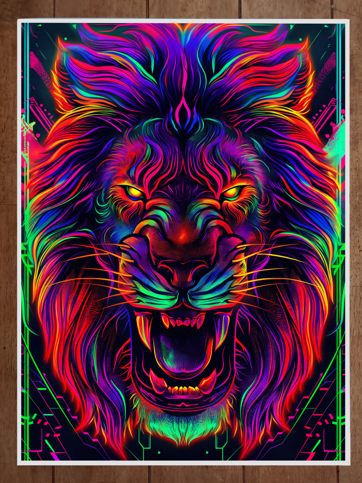 iri neon ポスター Lion Epic Poster Neon Colors 18x24in | eBay