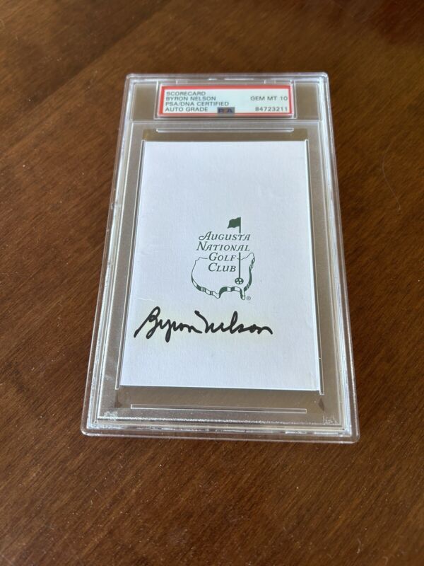 Byron Nelson Autographed Masters Scorecard PSA 10 Seller Away 4/28 - 5/5