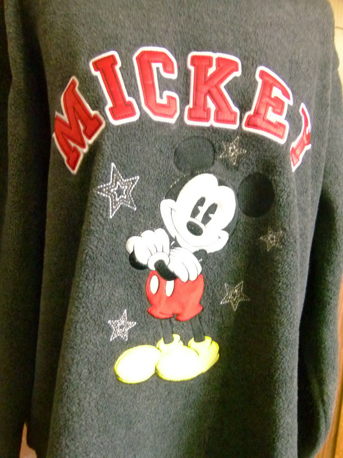 Disney Women's Mickey Mouse Fleece Pull Over Sweatshirt  SZ XL Grey Red