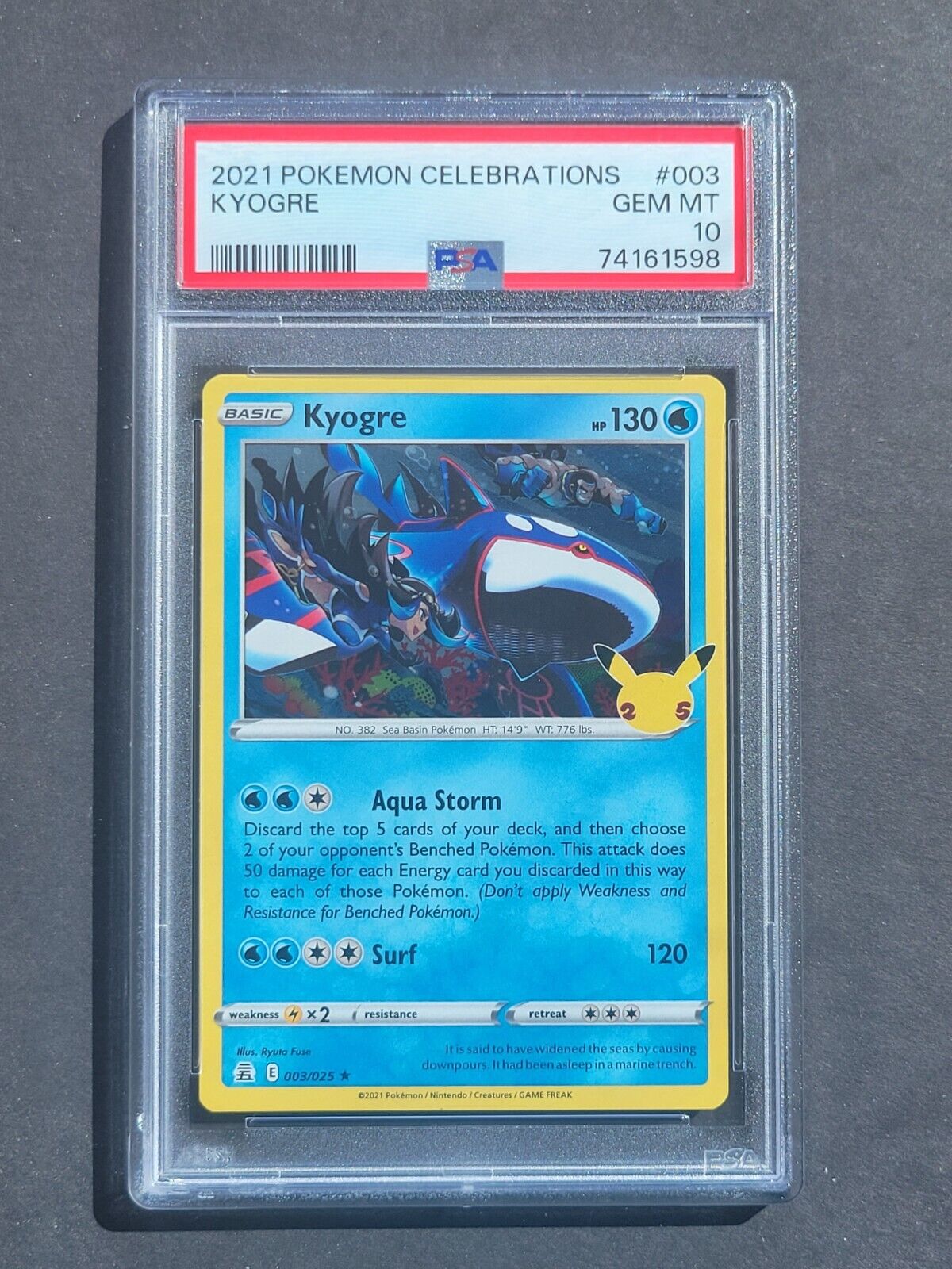 PSA 10 KYOGRE 003/025 - CELEBRATIONS 25TH ANNIVERSARY HOLO PSA 10 KYOGRE 003/025 - CELEBRATIONS 25TH ANNIVERSARY HOLO