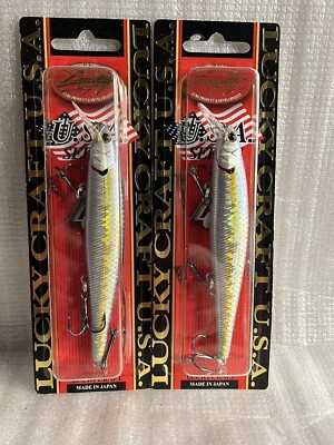 2 Lucky Craft Slender 12MR ~ Jerkbaits ~ Suspending ZEBRA MS Chart Shad ~ NIP