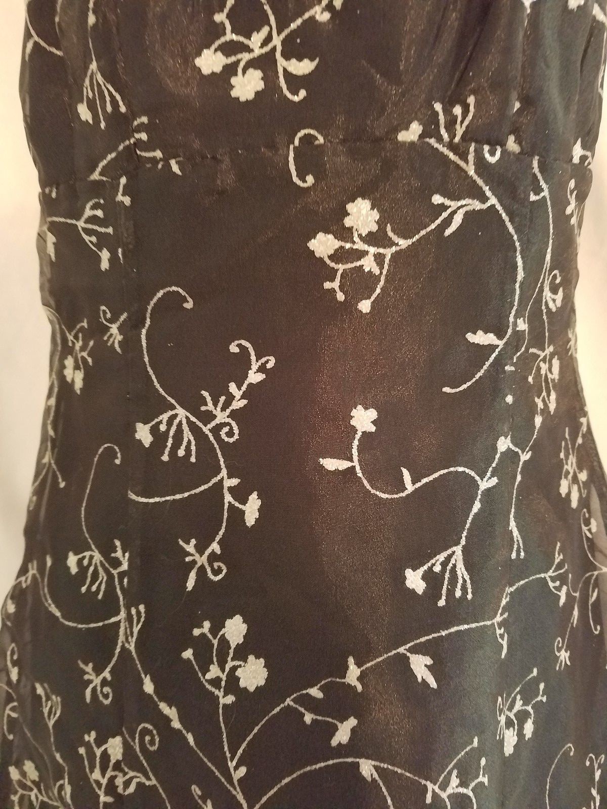 Morgan & Co. Size 7 Long Gown Black w/White Glitter Embrodiery