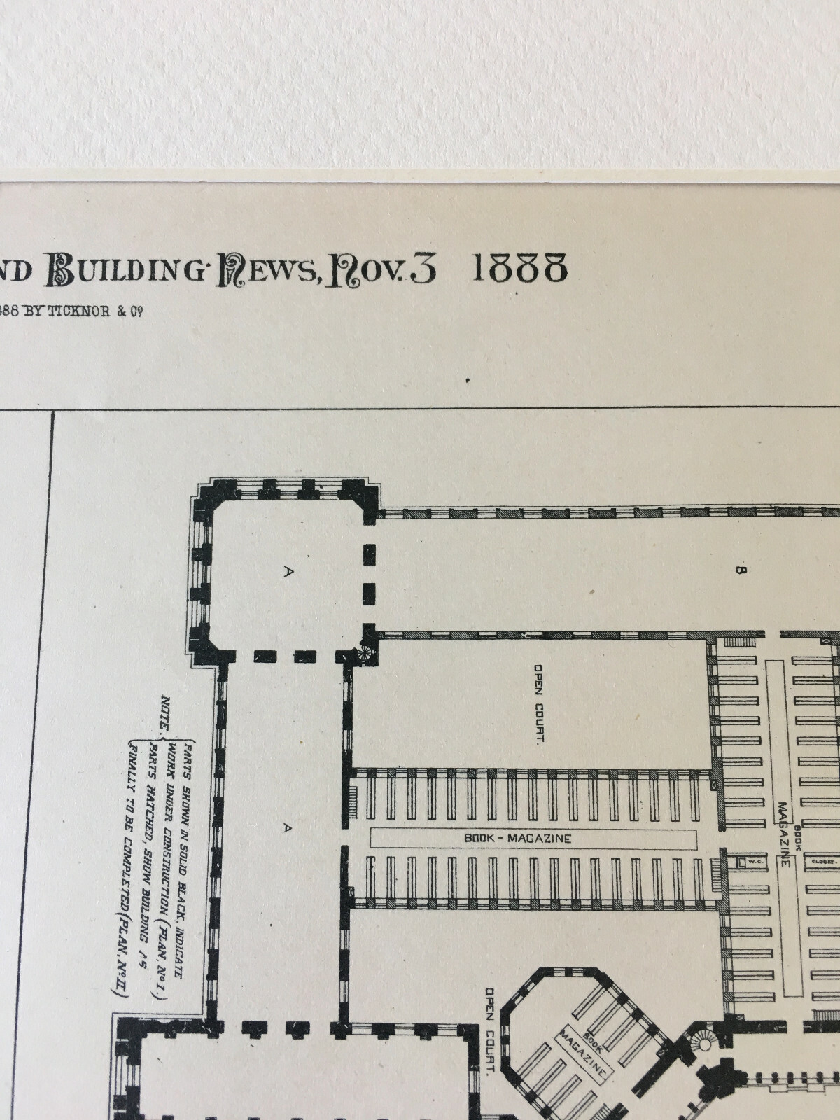 Congressional Library, Washington DC, 1888, Original Hand Colored