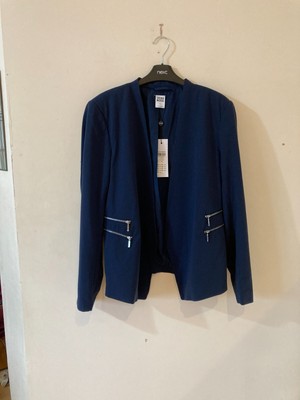 Vero Moda Edge to Edge Pointed Hem Zip Detail Blue Jacket, Size 42, BNWT