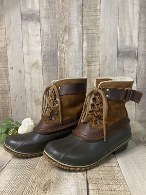 sorel grizzly bear black winter fancy tall snow boot women size 7 166409119804
