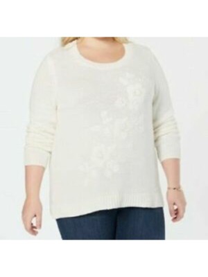 STYLE & COMPANY Женский белый топ из хлопковой смеси с рукавами 3/4 и круглым вырезом XXL