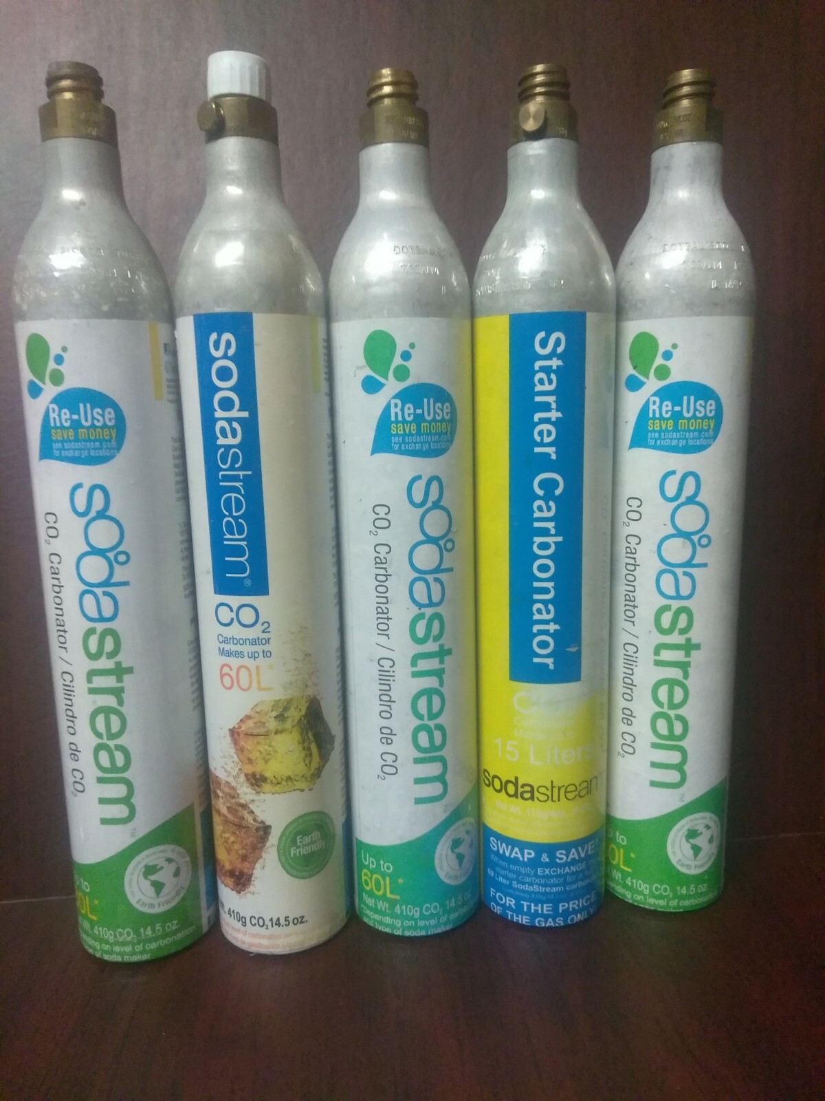 Lot of 5 SodaStream EMPTY CO2 Bottles Cannister Refill ReplacementのeBay