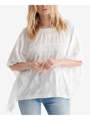 

Женский белый кружевной кафтан LUCKY BRAND с балетным вырезом и шнуровкой сзади, рукавом до локтя