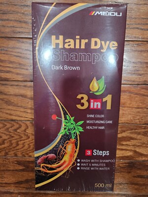 HAIR DYE SHAMPOO MEIDU 3 IN 1 SHINE COLOR DARK BROWN 500 ML HEALTHY HAIR 16.9 OZ