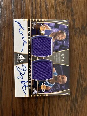 KOBE BRYANT Gary Payton 2004-05 SP GAME USED Fabrics Dual AUTO /50 