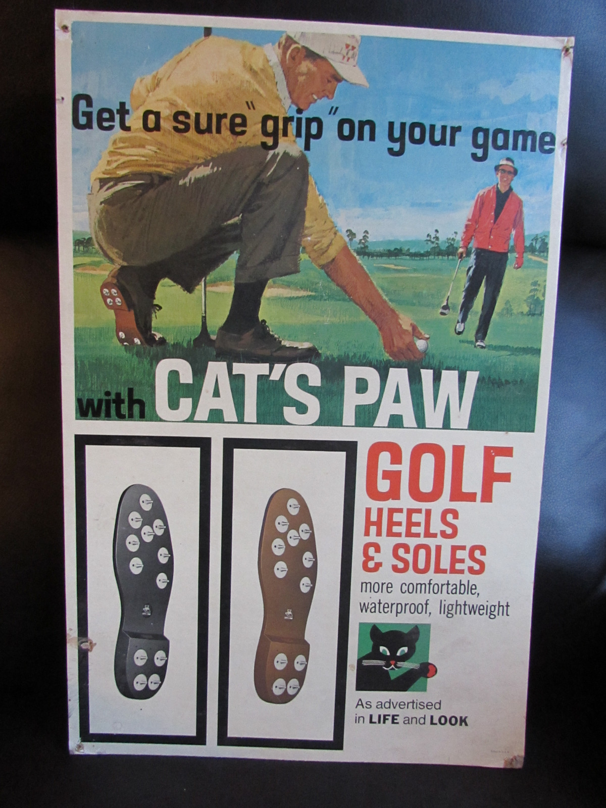 Vintage Golf Shoe Store Sign Biltrite Cats Paw Golf Heels & Soles 17