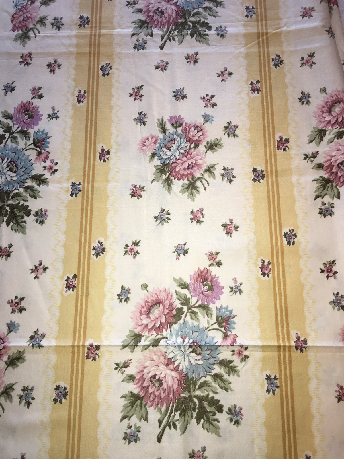 Vtg Floral Striped Fabric 1 Yd + 24