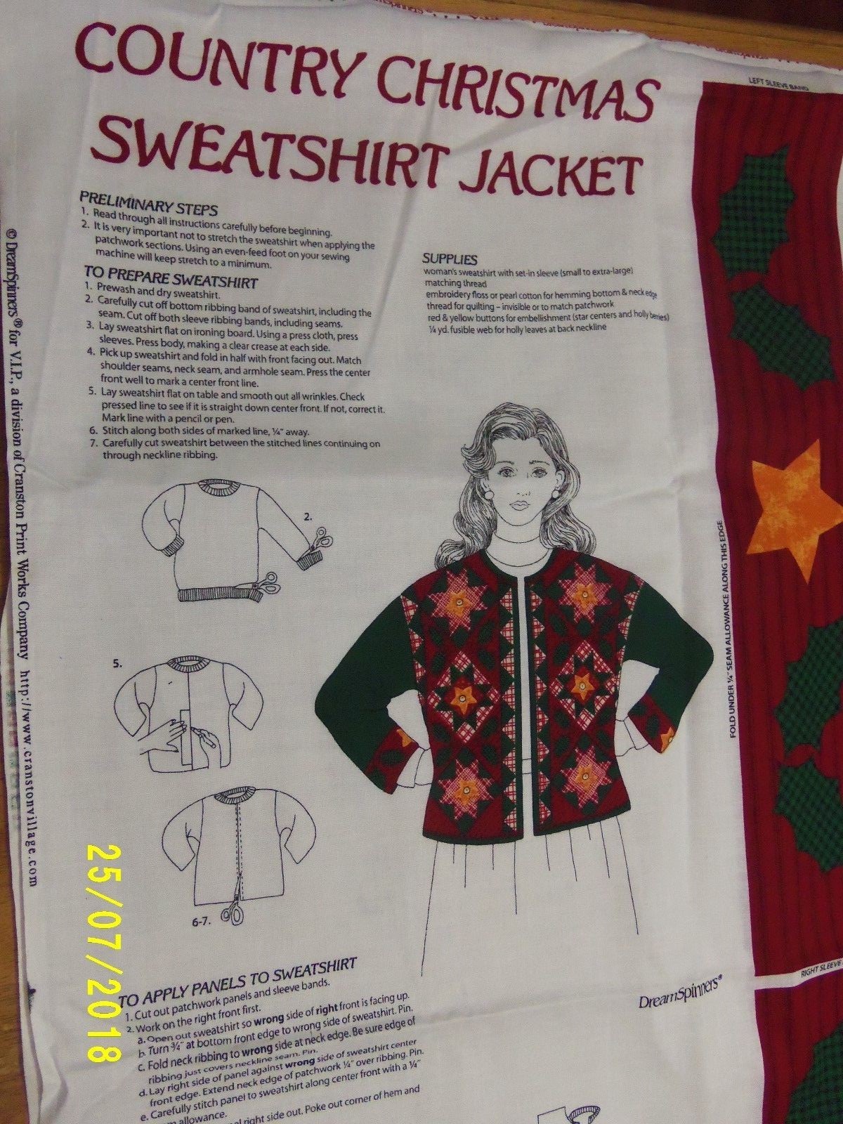 Dream Spinners VIP Country Christmas Sweater Jacket Fabric Panel Crafting