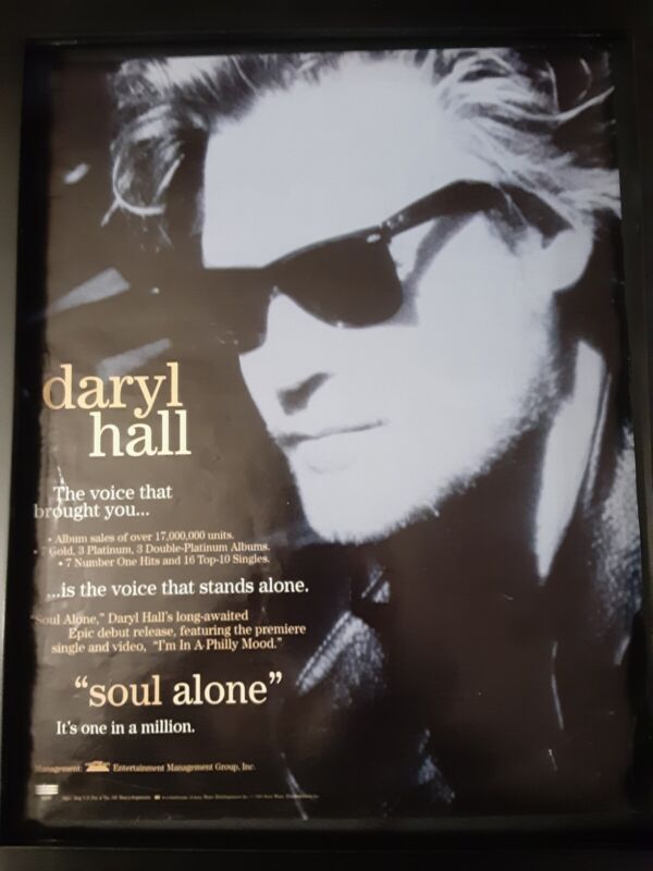 Daryl Hall Soul Alone Rare Original Promo Poster Ad Framed!