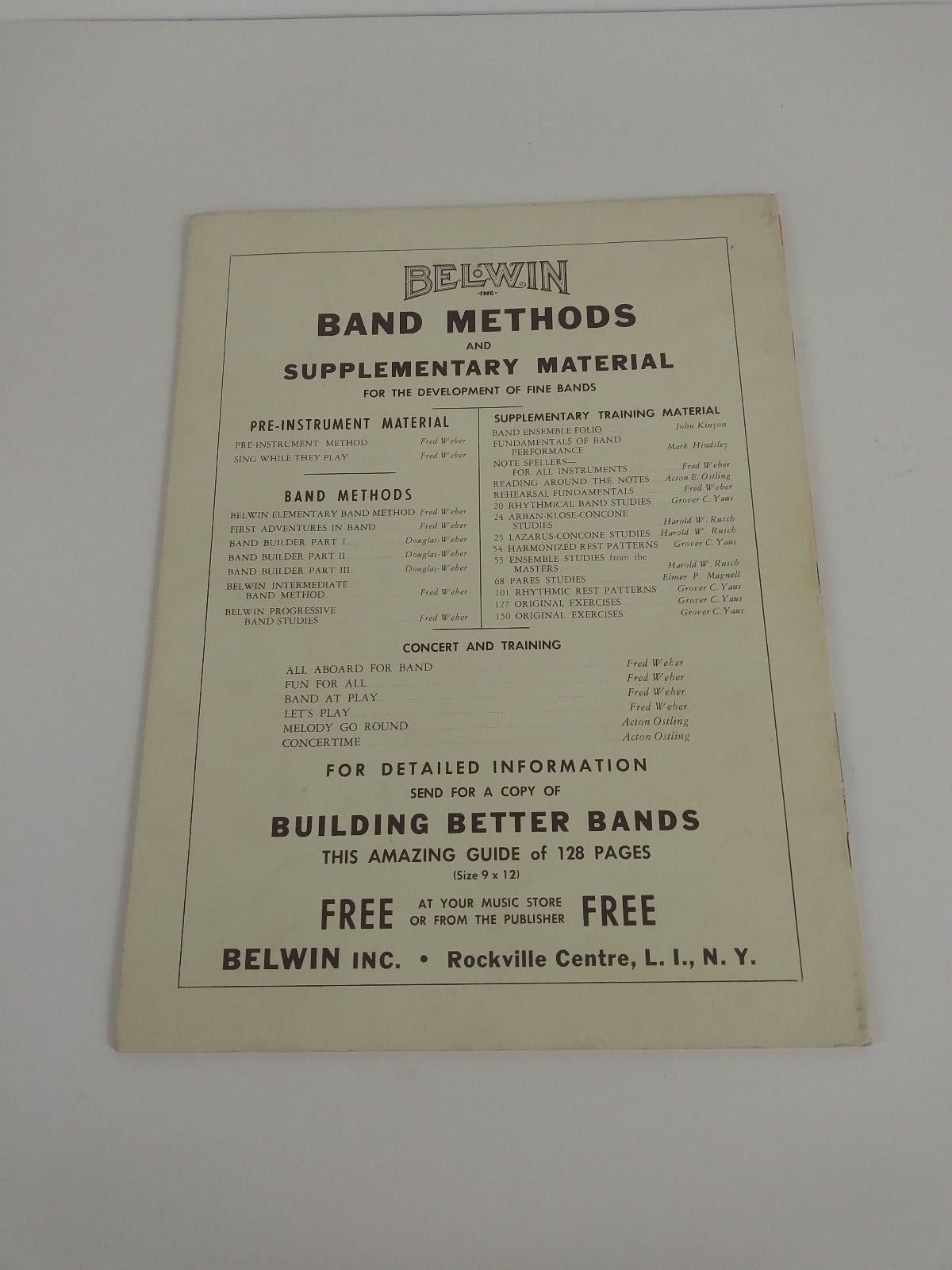 Belwin Band Builder Part 2 Bb Tenor Saxohone Elementary Band Method