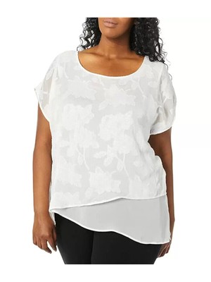 

CALVIN KLEIN Женский асимметричный топ с короткими рукавами цвета слоновой кости и подкладкой плюс, Цвет слоновой кости