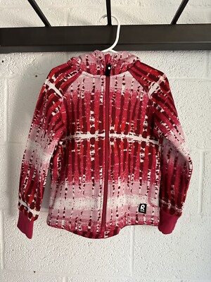NWOT Reima Kids Fleece Zip Hooded Jacket SIZE 5 110 Pink Multi Polyester Pockets