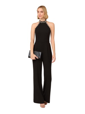 PAPELL STUDIO Womens Black Open Back Sleeveless Wide Leg Jumpsuit Petites 4P