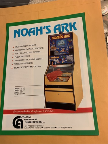 Original 1993 11-8 1/4'' Noah's ark coastal Amusement arcade