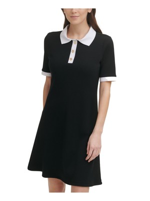 

DKNY Женский черный пуловер с коротким рукавом выше колена + расклешенное платье