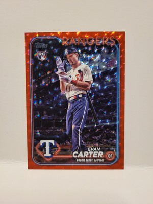 2024 Topps Update Evan Carter #US58 Red Crackle Foil 32/199 RC. Debut - Jersey #