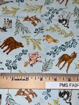 MODA Willow Farm Baby Farm Animals  100% cotton fabric by the yard 36 x 44 - Sky