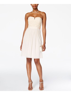 

ADRIANNA PAPELL Женское Бежевое Платье Выше Колена Без Рукавов + Расклешенное Выпускное Платье, Бежевый