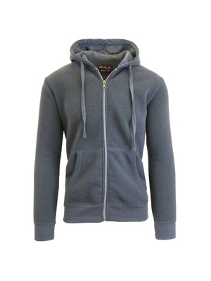 

GALAXY Mens Grey Heather Long Sleeve Collar Full Zip Hoodie, Серый, WFH-1500
