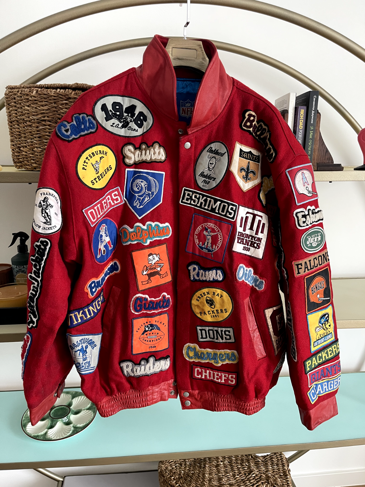 RARE Vintage 90s Jeff Hamilton NBA Patches varsity bomber jacket