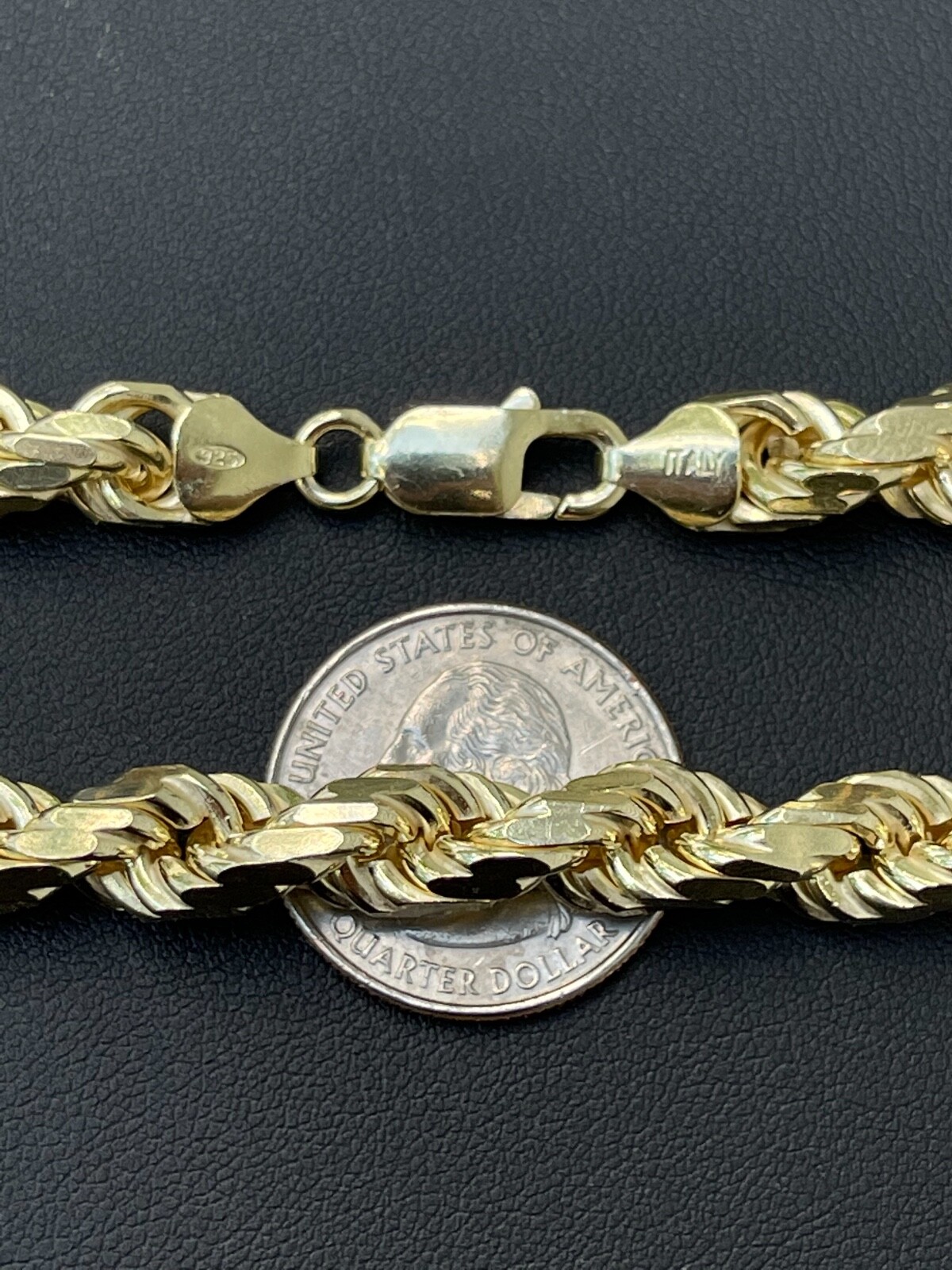 Pre-owned Silver 8mm Thick Rope Chain 14k Gold Plated Real Solid 925 Sterling  Necklace Big