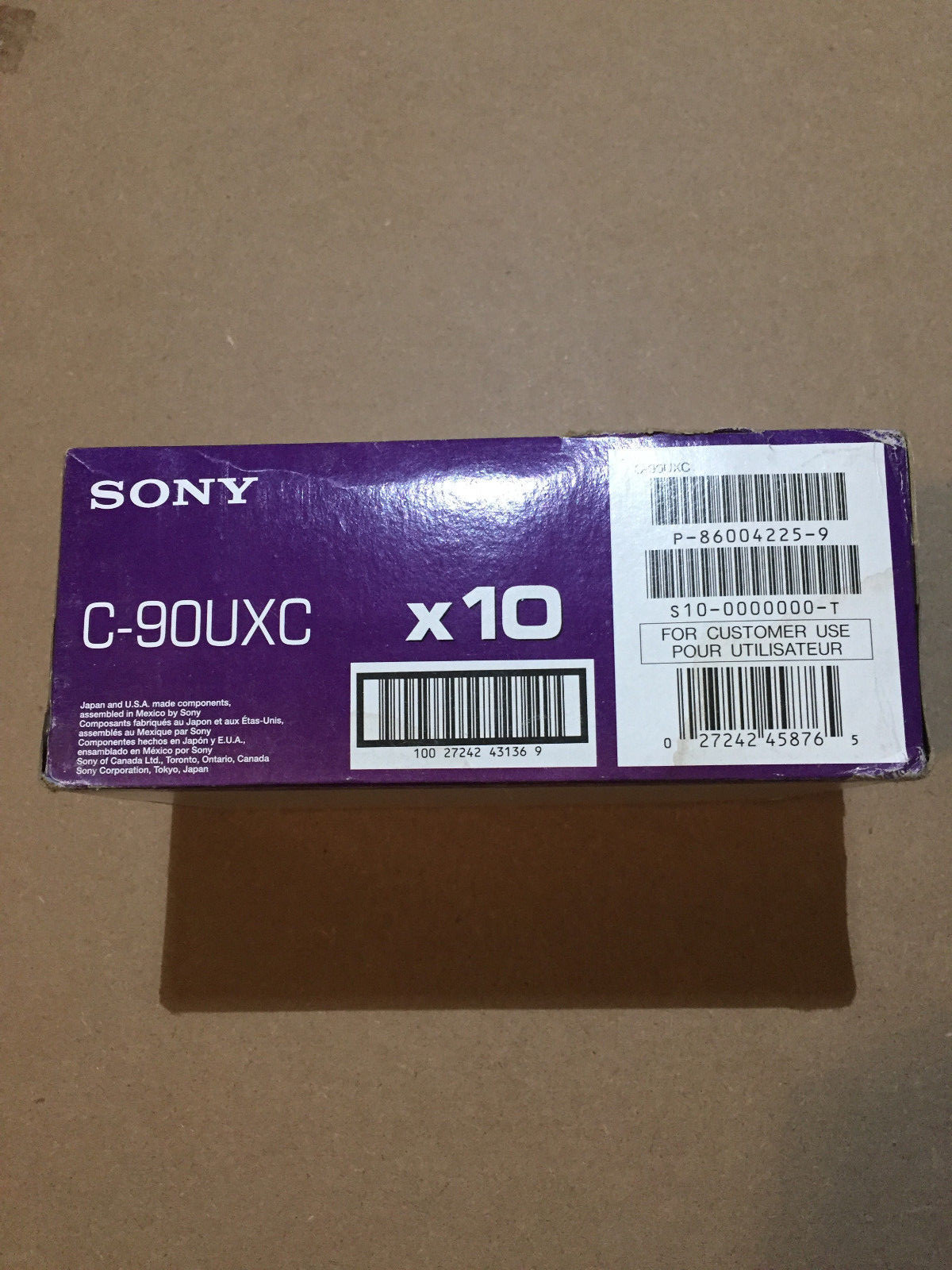 Box of 10 New Sealed  Sony  UX 90 Cassettes Tapes Assembled In Mexico