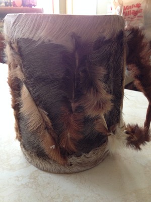 VINTAGE TRIBAL DRUM DEER HIDE DRUM WITH HANDLE HANDMADE ANIMAL SKIN DRUM