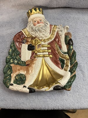 Fitz And Floyd Omnibus Plate King Wenceslas Woodland Santa Claus 1995 Vintage