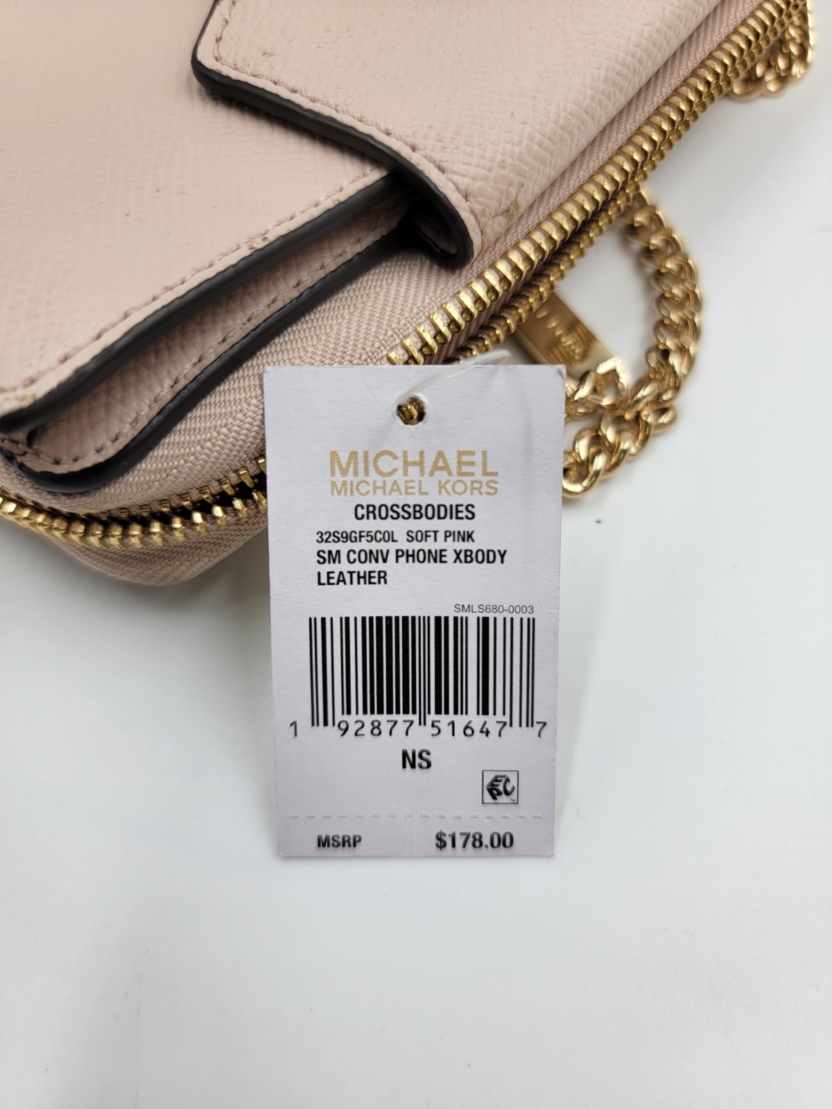 Michael Kors Convertible Leather Small Wallet On A Chain Women's Pink Zip Around - Picture 13 of 13