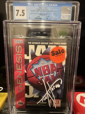 NBA Jam (Sega Genesis, 1994) Sealed CGC Grades 7.5 A+ Signed By Tim Kitzrow