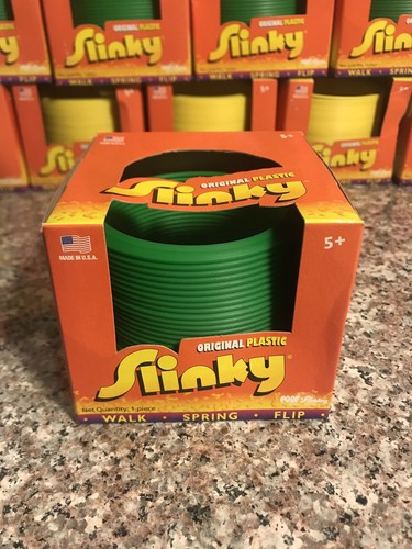 ORIGINAL PLASTIC SLINKY - Various Solid Colors - Blue Green Yellow - NIB - FS