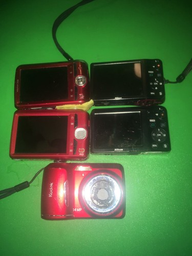Lot Of 5 Broken Digital Cameras Nikon Kodak
