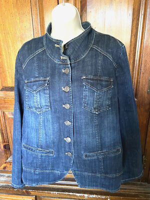 Mandarin collar jean jacket sale