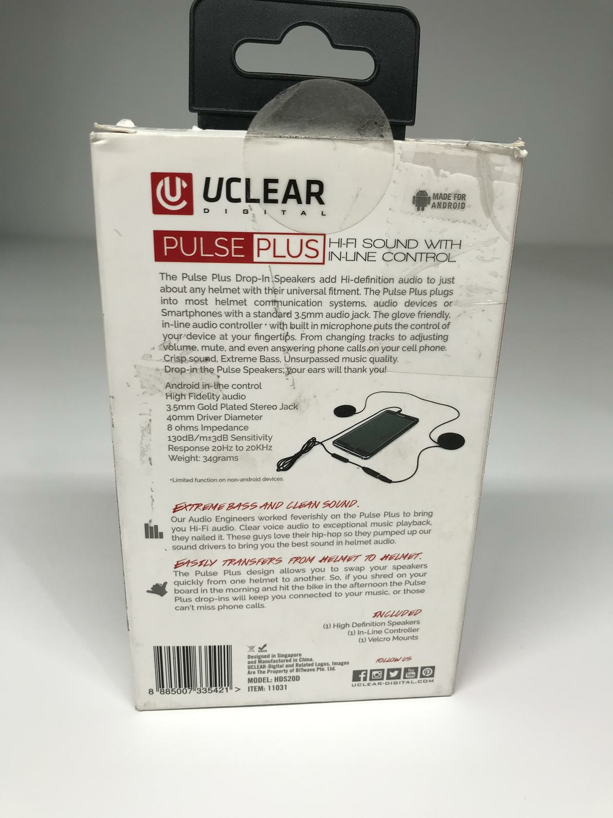UCLEAR Digital Pulse Plus Wired Drop-In High Definition Helmet Speakers with