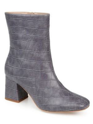 

JOURNEE COLLECTION Женские серые ботильоны Trevi из кожи крокодила на блочном каблуке 5,5 м, Серый, TREVI