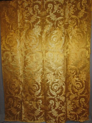 Heavy weight Damask upholstery fabric French antique 1900 floral weave rust toned autumnal