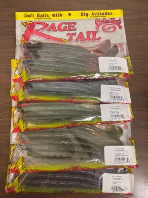 Lot of 5 Packs Strike King 7'' Rage Cut-R Worms - Assorted Colors