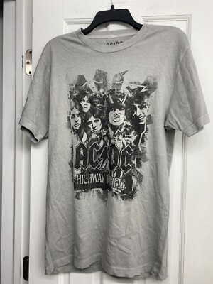 AC/DC Highway to Hell Rock & Roll Album Retro T Shirt Band Gray Size Medium