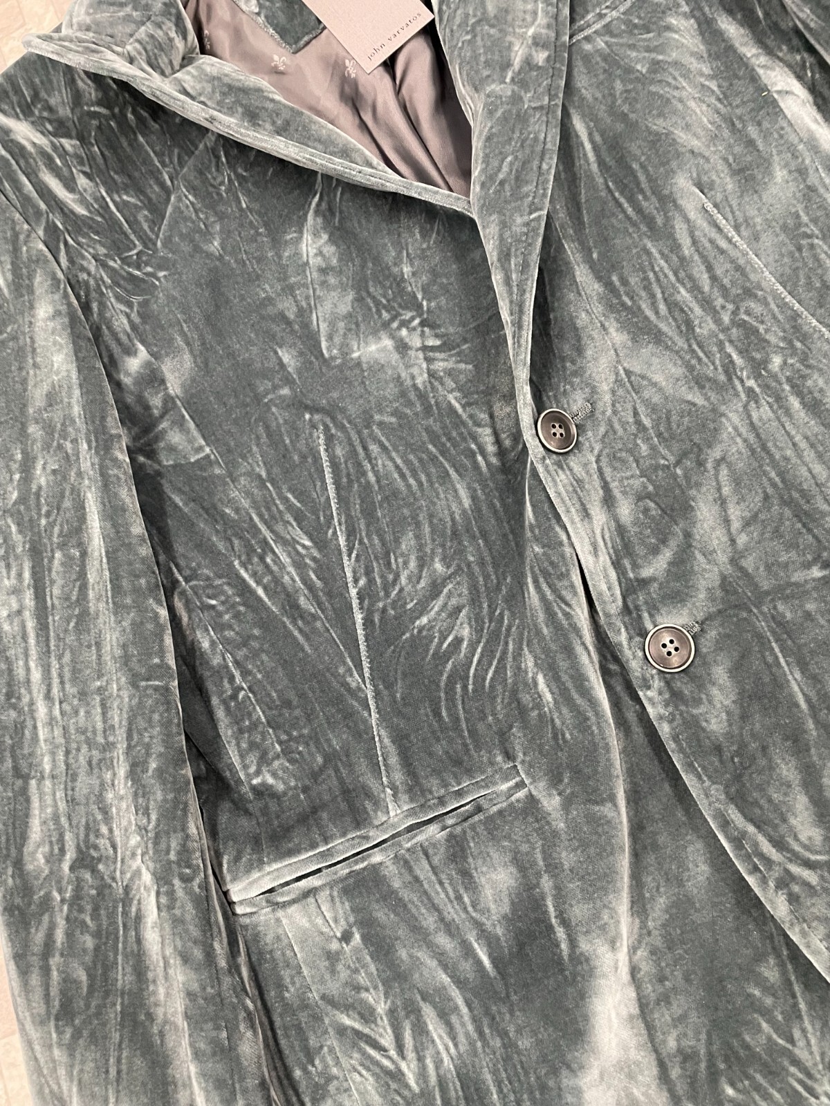 Pre-owned John Varvatos $1498  Men's Velvet Blazer In Oiled Blue Size:48