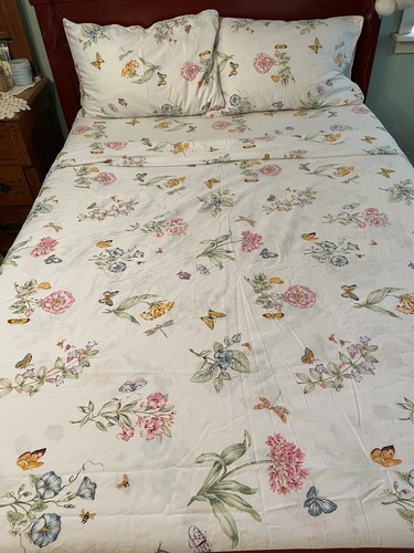 LENNOX FULL SIZE SHEET SET Butterfly Meadow 100% Cotton 4