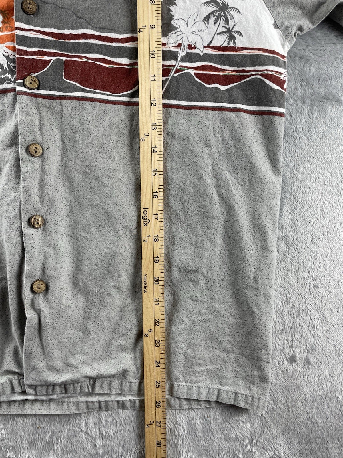 Vintage Kennington Hawaiian Shirt Mens Large Gray Tropical Beach Surfing
