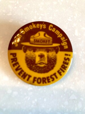 Vintage Smokey the Bear Pinback ''Join Smokey's Campaign''