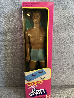 Vintage Barbie 1983 Sun Gold Malibu African American Black Doll 3849 Mattel NOS