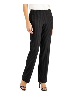 

Женские черные брюки-клеш в тонкую полоску на молнии и карманах ANNE KLEIN, Черный, 10822952